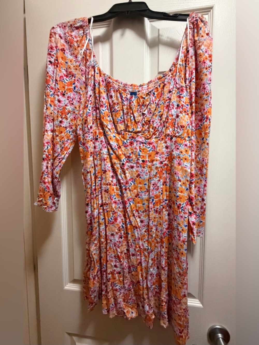 Old Navy Orange and Pink Floral Babydoll Dress
